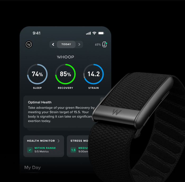 WHOOP 5.0 Peak Zwart detail