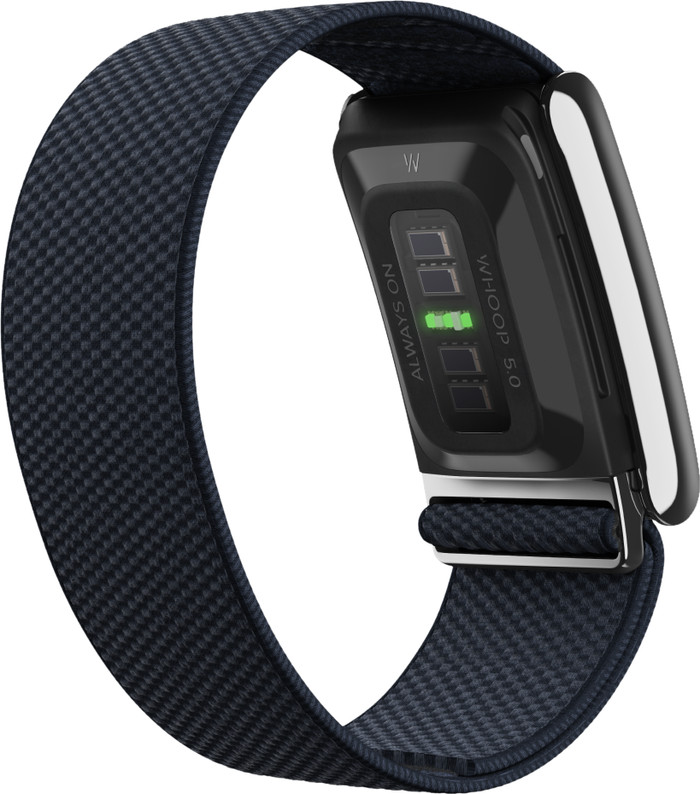 WHOOP 5.0 SuperKnit Luxe Band Dark Blue product in use