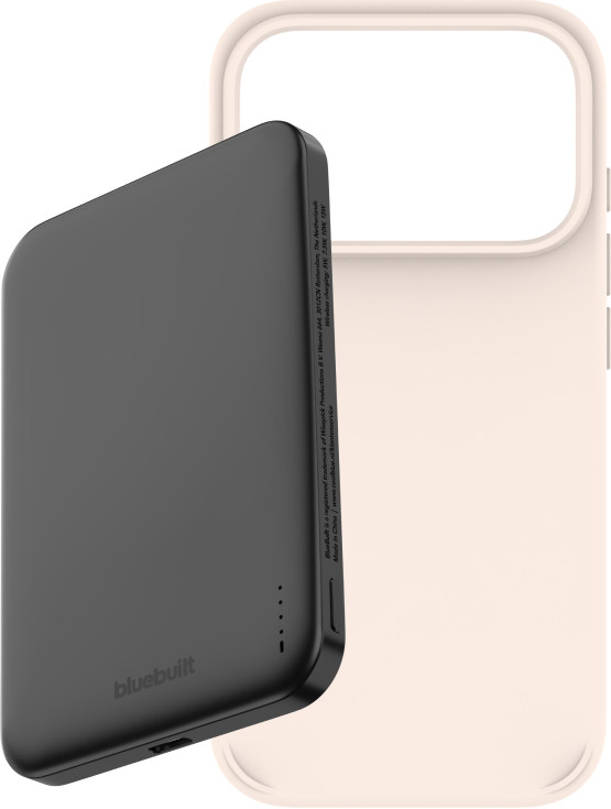 BlueBuilt MagSafe Hoesje iPhone 18 Pro Beige + Powerbank 5.000 mAh Grijs Main Image