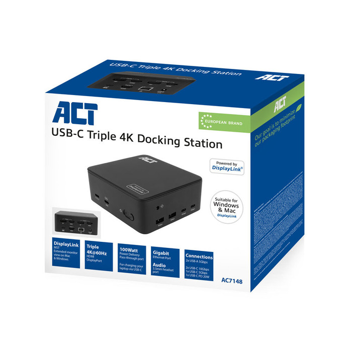 ACT USB-C Triple 4K DisplayLink Docking Station packaging