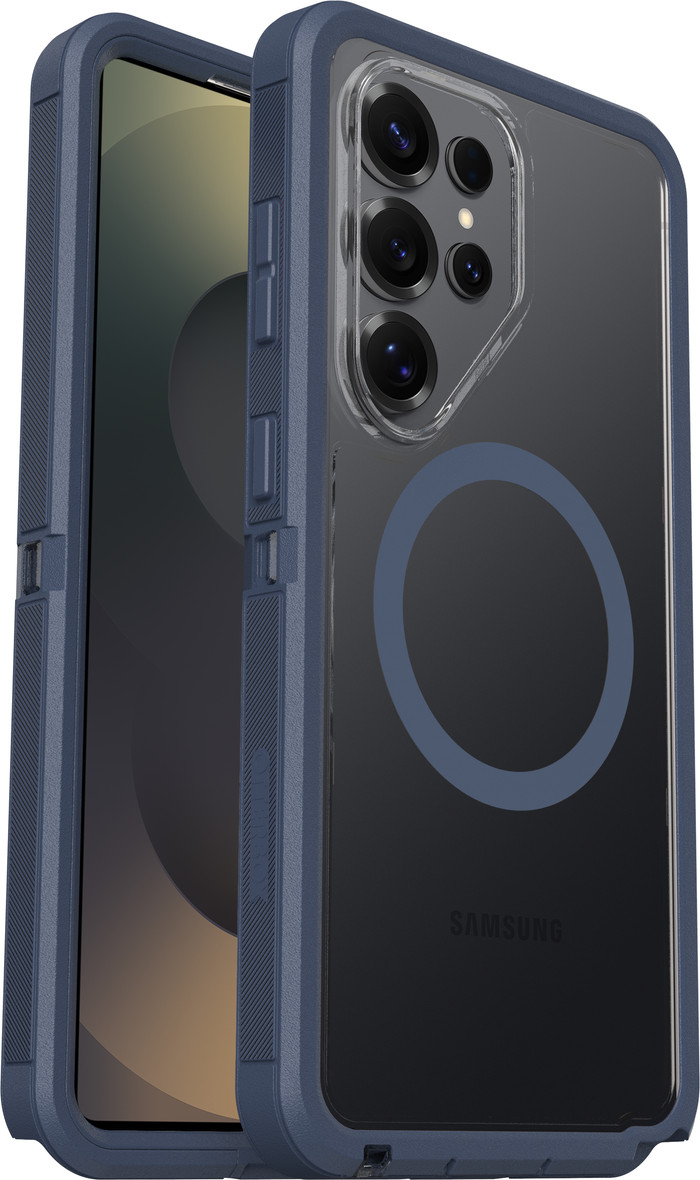 Otterbox Defender Samsung Galaxy S26 Ultra Back Cover met Magneet Transparant Blauwe Rand rechterkant