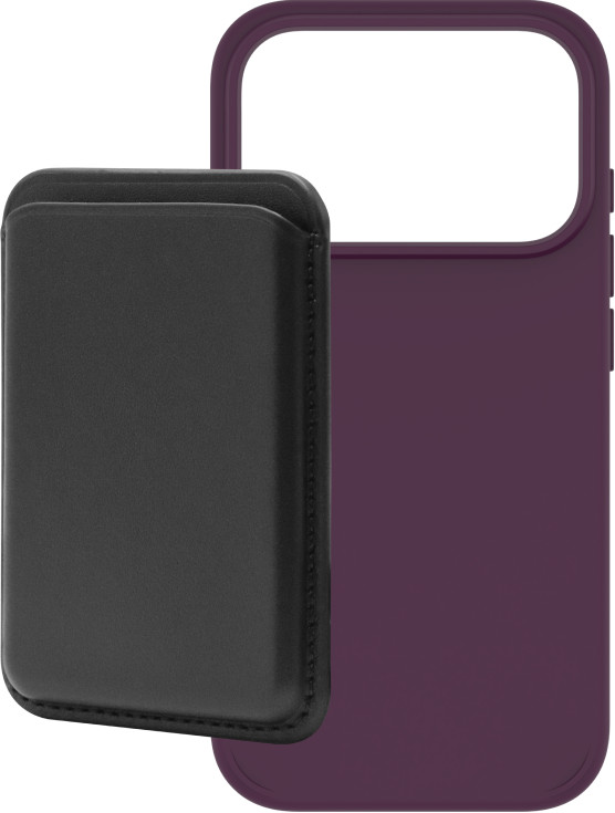 BlueBuilt MagSafe Hoesje iPhone 18 Pro Rood + Kaarthouder Leer Zwart Main Image