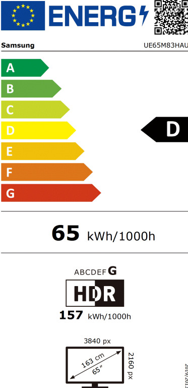 Samsung Mini-led 65" M83H (2026) energielabel
