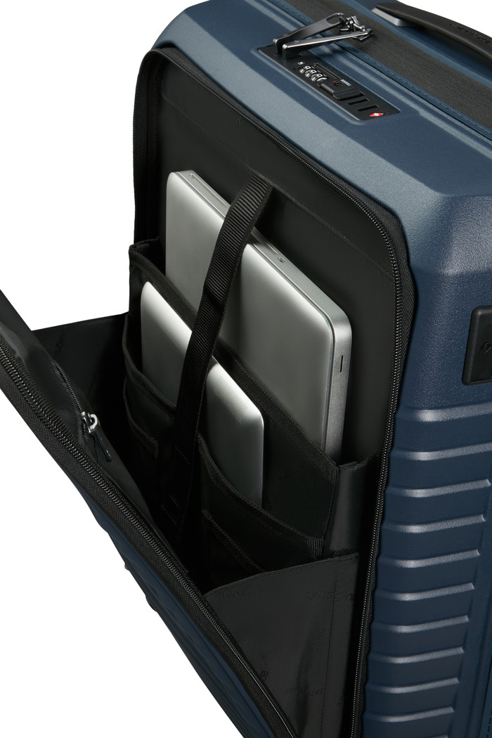 Samsonite Intuo Spinner Easy Access Expandable 55cm Blue product in gebruik