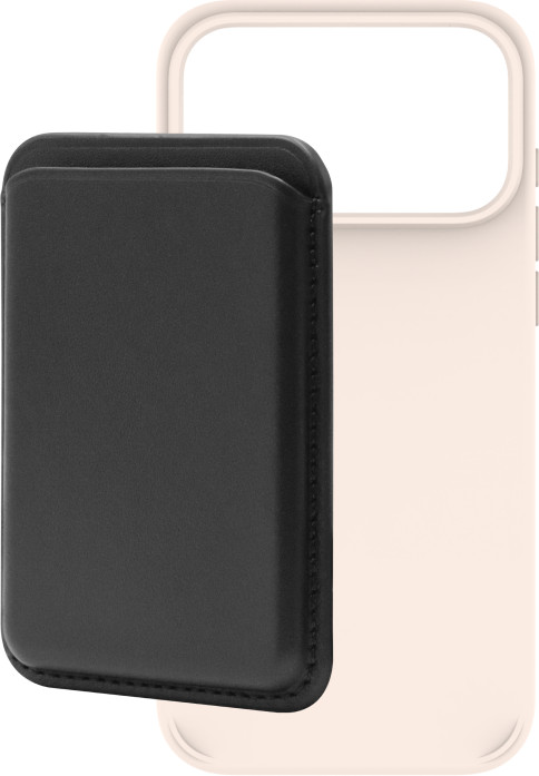BlueBuilt MagSafe Hoesje iPhone 18 Pro Max Beige + Kaarthouder Leer Zwart Main Image