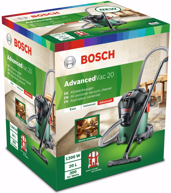 Bosch AdvancedVac 20 + Bosch Filterzakken voor AdvancedVac 20 (5x) verpakking