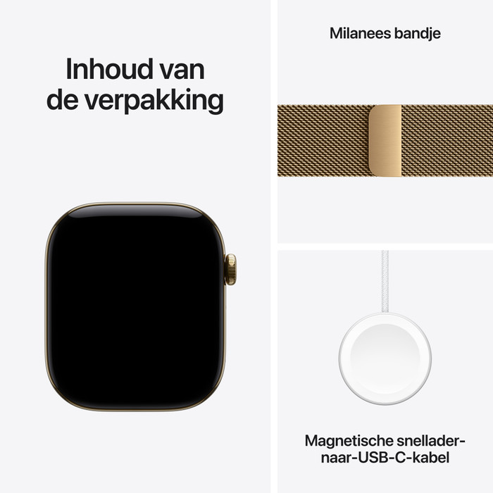 Apple Watch Series 12 Cellular 46mm Titanium Gold Milanese Loop M/L visual supplier