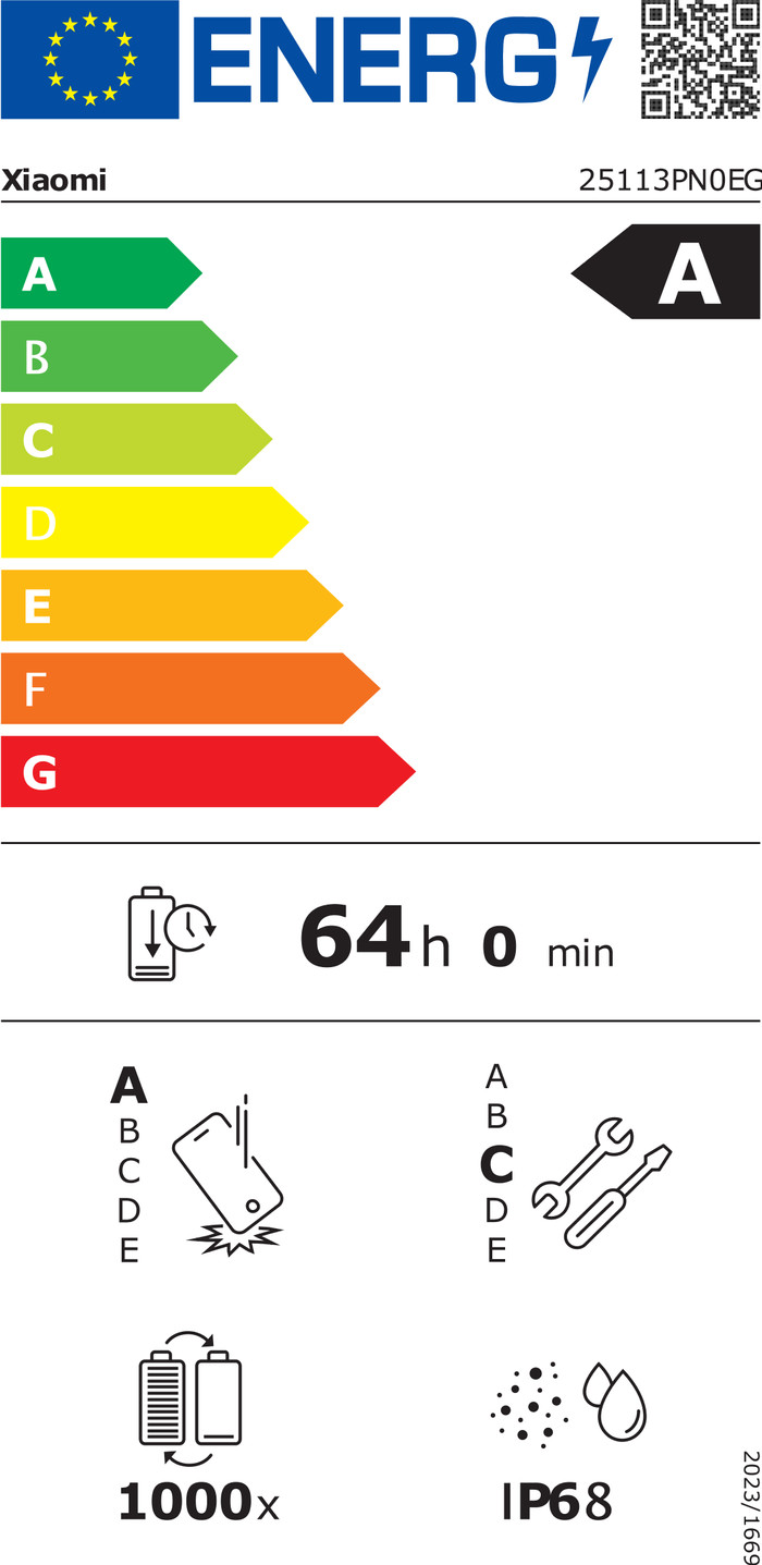 Xiaomi 17 512GB Groen 5G energielabel