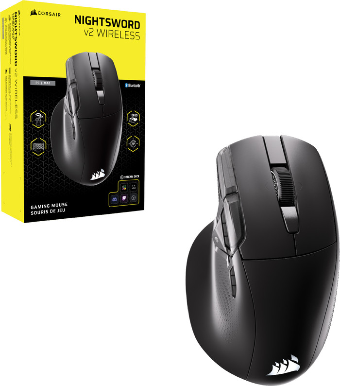 Corsair Nightsword V2 Stream Deck Draadloze Gaming Muis Zwart verpakking
