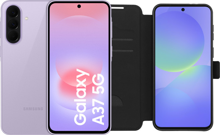 Samsung Galaxy A37 128GB Roze 5G + BlueBuilt Book Case Zwart Main Image