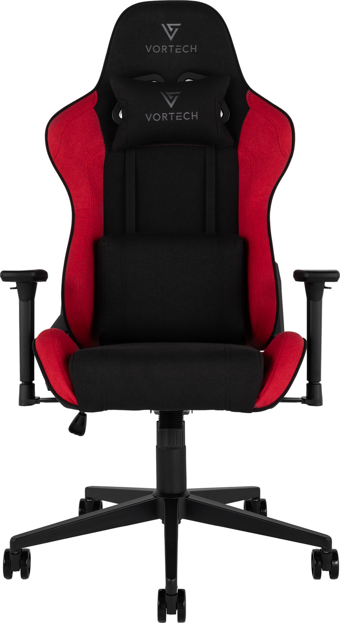 Vortech Essential Gamestoel Rood + Vortech Vloermat Zwart voorkant