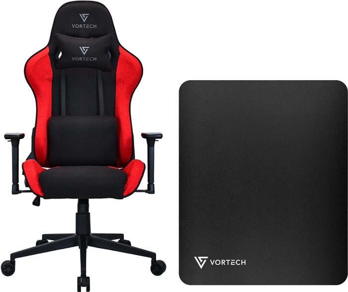 Vortech Essential Gamestoel Rood + Vortech Vloermat Zwart Main Image