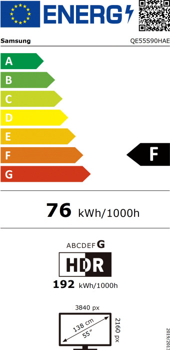 Samsung OLED 55" S90H (2026) energielabel