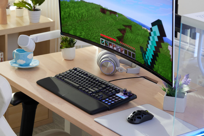 Corsair GALLEON 100 SD Gaming Toetsenbord Qwerty product in gebruik