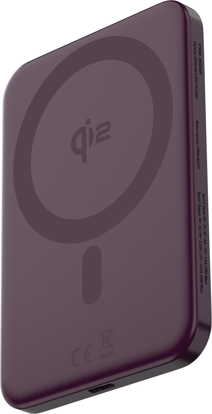 BlueBuilt Draadloze Powerbank met Qi2 en MagSafe 5.000 mAh met Snelladen 20 Watt Rood rechterkant