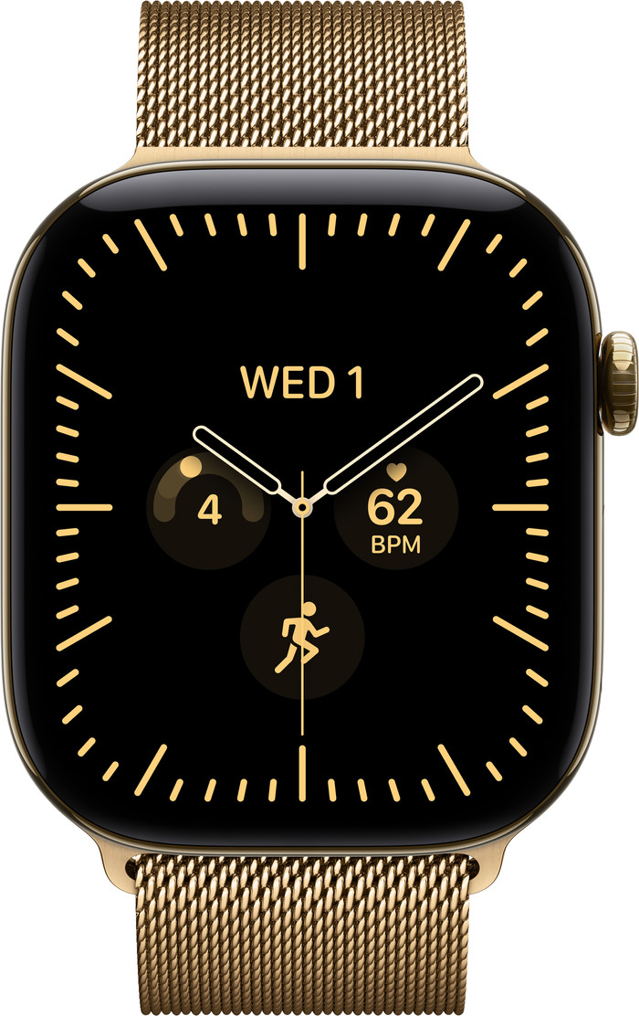 Apple Watch Series 12 Cellular 46mm Titanium Gold Milanese Loop M/L front