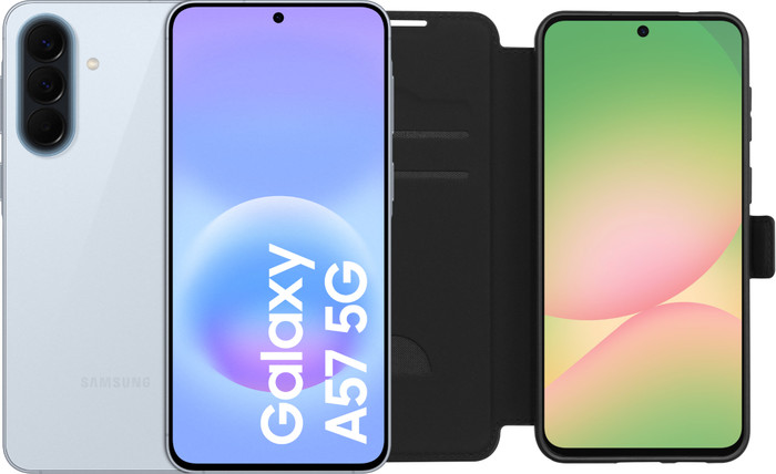 Samsung Galaxy A57 128GB Lichtblauw 5G + BlueBuilt Book Case Zwart Main Image