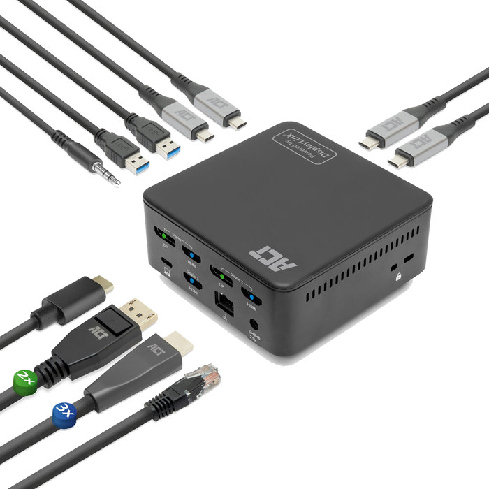 ACT USB-C Triple 4K DisplayLink Docking Station product in use
