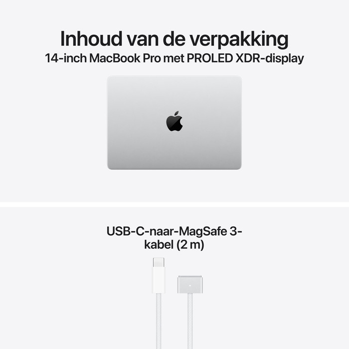 Apple MacBook Pro PROLED 14 inch M5 Max (18 CPU / 32 GPU) 36GB/2TB Zilver QWERTY visual leverancier