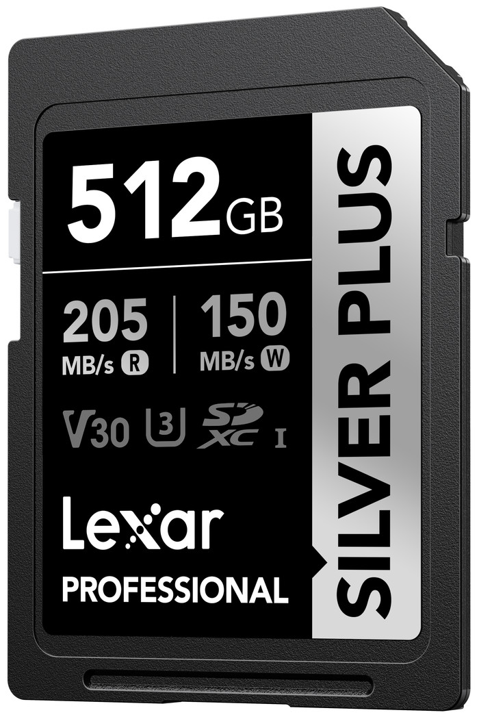 Lexar Professional SDXC Silver Plus 512GB 150MB/s rechterkant