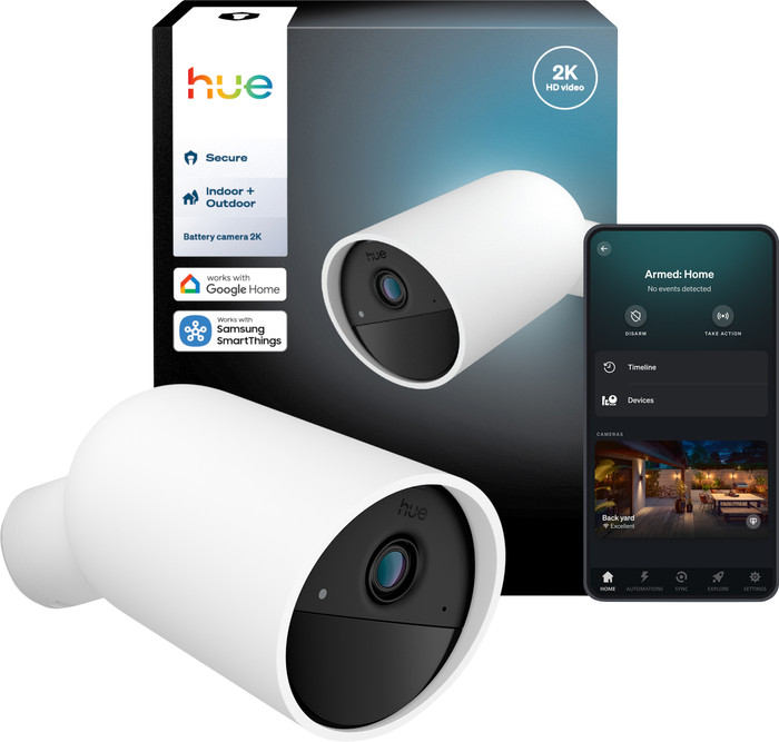 Philips Hue Secure Beveiligingscamera met batterij 2K Wit verpakking
