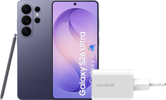 Samsung Galaxy S26 Ultra 256GB Donkerblauw 5G + BlueBuilt Oplader 65 Watt Wit Main Image