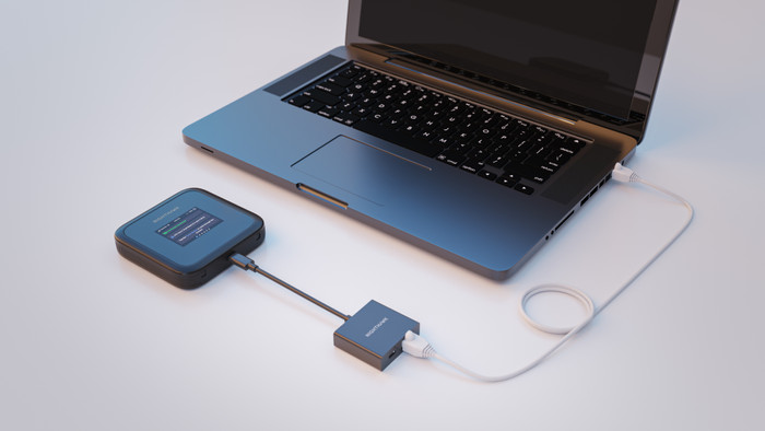 Netgear Nighthawk Usb C naar Ethernet Adapter product in gebruik