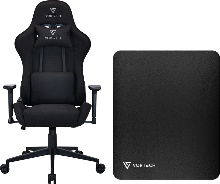 Vortech Essential Gamestoel Zwart + Vortech Vloermat Zwart Main Image