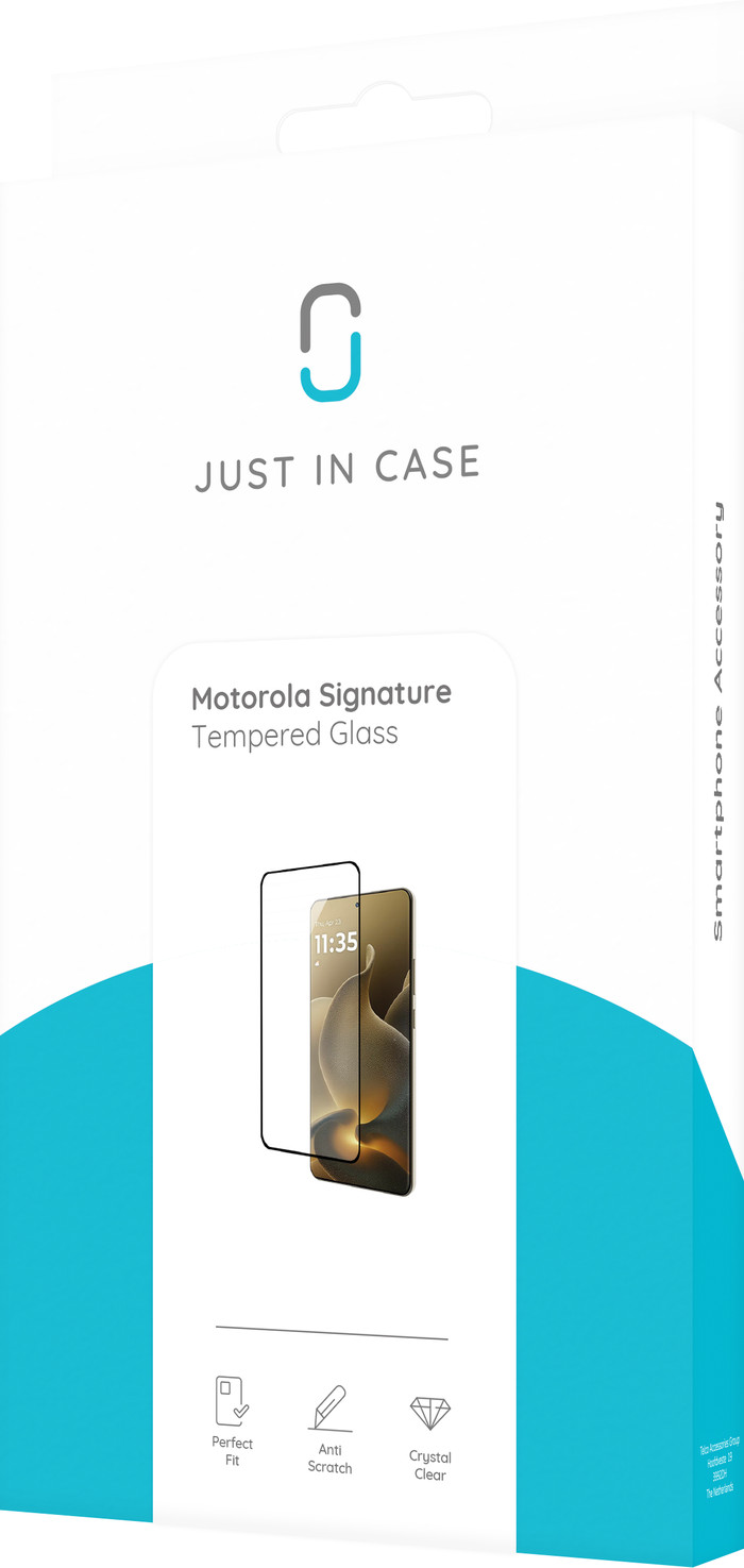 Just In Case Tempered Glass Motorola Signature Screenprotector verpakking