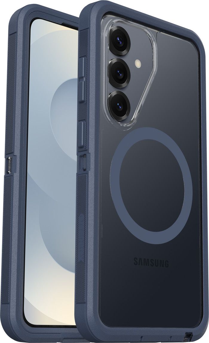 Otterbox Defender Samsung Galaxy S26 Back Cover met Magneet Transparant Blauwe Rand rechterkant