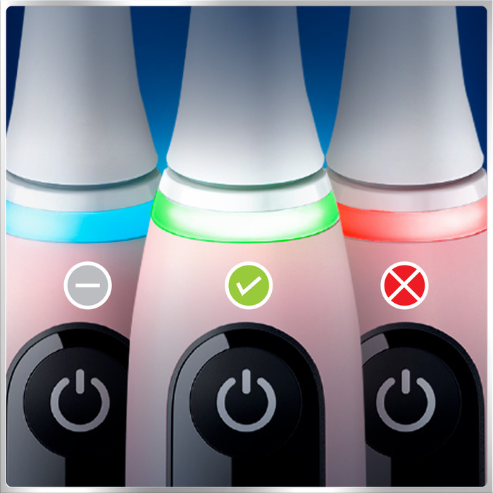 Oral-B iO Series 6N Light Pink + Extra iO Gentle Care Brush Attachment product in use