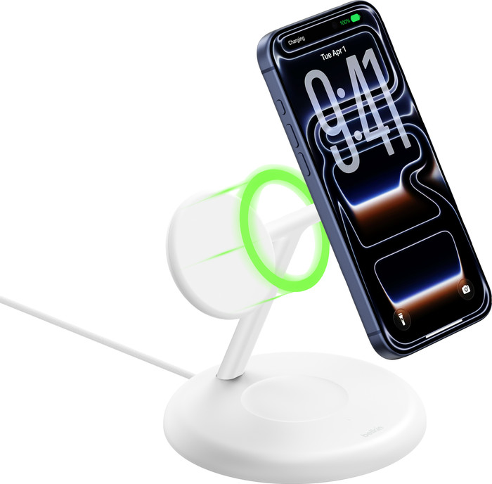 Belkin 3-in-1 Draadloze Oplader met MagSafe 25 Watt Wit voorkant