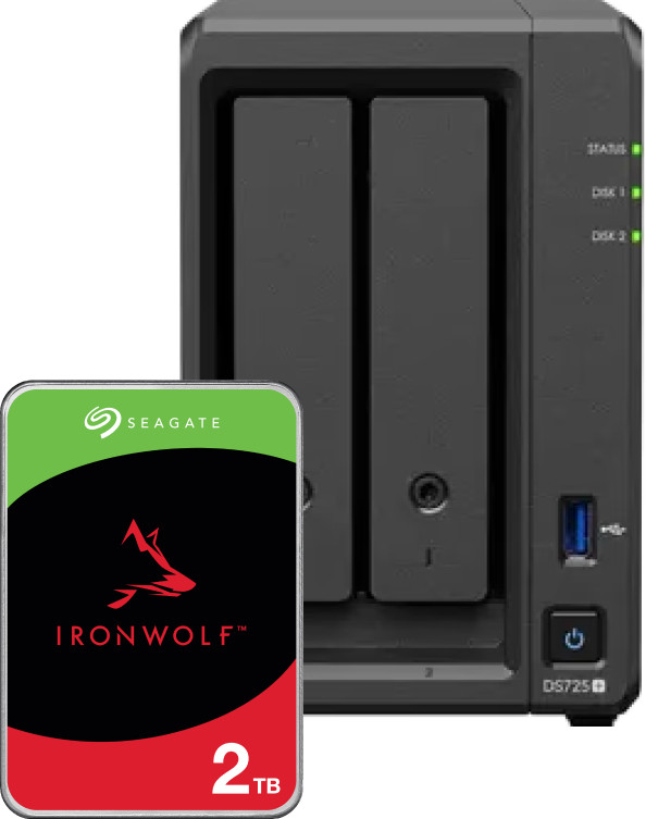 Synology DS725+ + Seagate Ironwolf 2TB Main Image