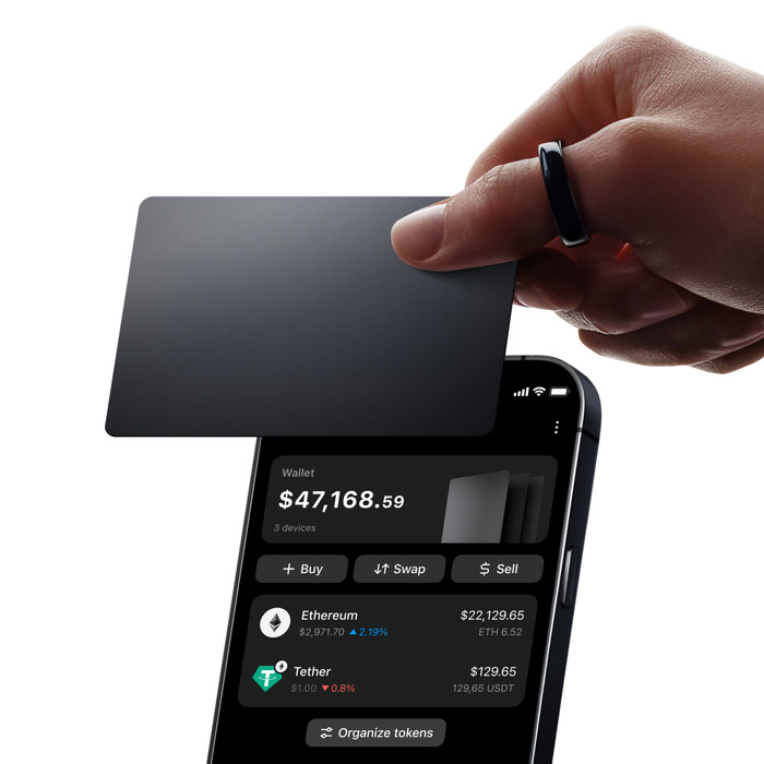 Tangem Wallet 2.0 - Secure Crypto Cold Wallet - 3 Card Set Stealth visual leverancier