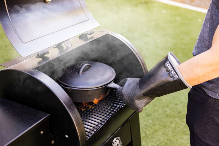 Pit Boss Heat-resistant & Water-resistant BBQ Gloves product in use