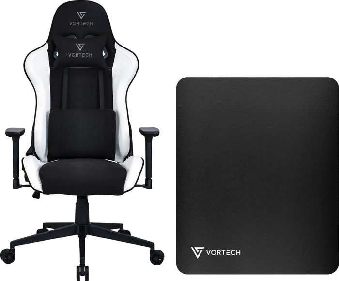 Vortech Essential Gamestoel Wit + Vortech Vloermat Zwart Main Image