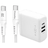 Fixed Power Delivery Oplader met 3 Usb Poorten 60W + XtremeMac Usb C Kabel 2,5m Nylon Wit