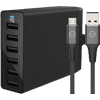 Anker Charger with 6 USB Ports 12W + BlueBuilt Micro USB Cable 1.5m Nylon Black