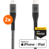 BlueBuilt USB-C to Lightning Cable 1.5m Kevlar Black Duo Pack