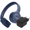 JBL Tune 520BT Blauw + BlueBuilt Quick Charge Oplader met Usb A Poort 18W Zwart