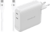 BlueBuilt 140W GaN Oplader met 2 Usb C Poorten Wit + BlueBuilt Usb C Kabel 240W 2m Nylon