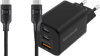 BlueBuilt Power Delivery Oplader 2 Usb C Poorten 65W + Usb C Kabel 1,5m Nylon Zwart