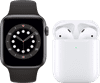 Apple Watch Series 6 40mm Space Gray Zwart Bandje + Apple AirPods 2 met oplaadcase