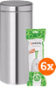 Brabantia Touch Bin 30 Liter Matt Steel Fingerprint Proof + Vuilniszakken (120 stuks)