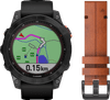 Garmin Fenix 7 Solar Zwart 47mm + Garmin Leren Bandje Bruin 22mm