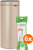 Brabantia Touch Bin 30L Metallic Gold + Trash Bags (120 units)