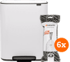 Brabantia Bo Pedal Bin 60 Liter White + Vuilniszakken (120 stuks)