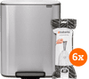 Brabantia Bo Pedal Bin 60 Liter Rvs Fingerprint proof + Vuilniszakken (120 stuks)