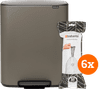 Brabantia Bo Pedal Bin 60 Liter Platinum + Vuilniszakken (120 stuks)