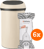 Brabantia Touch Bin 60L Soft Beige + Trash Bags (120 units)